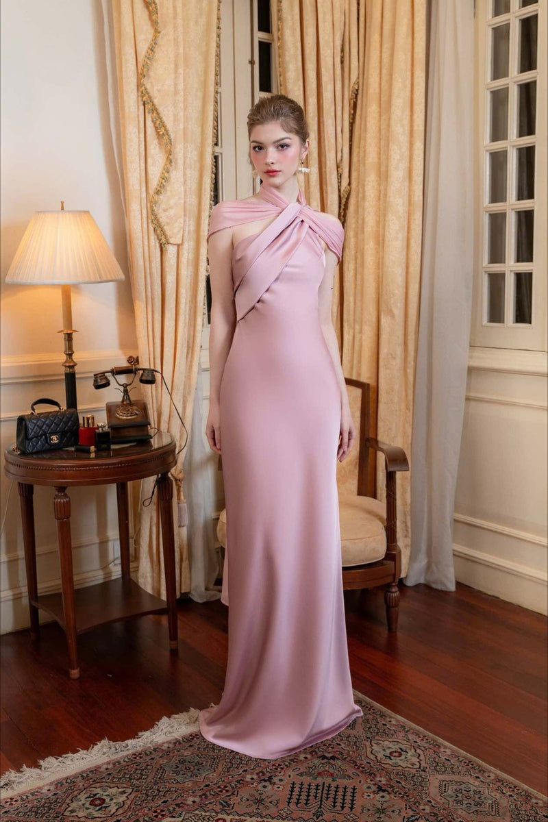 Satin Mermaid Slim Fit Elegant One Shoulder Solid Color Prom Dress