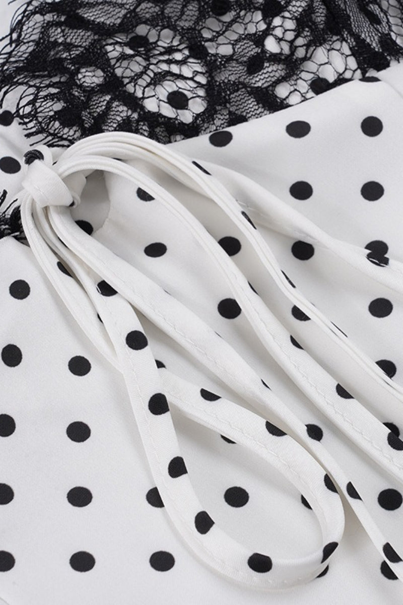 Satin Polka Dot Lace Cami Top