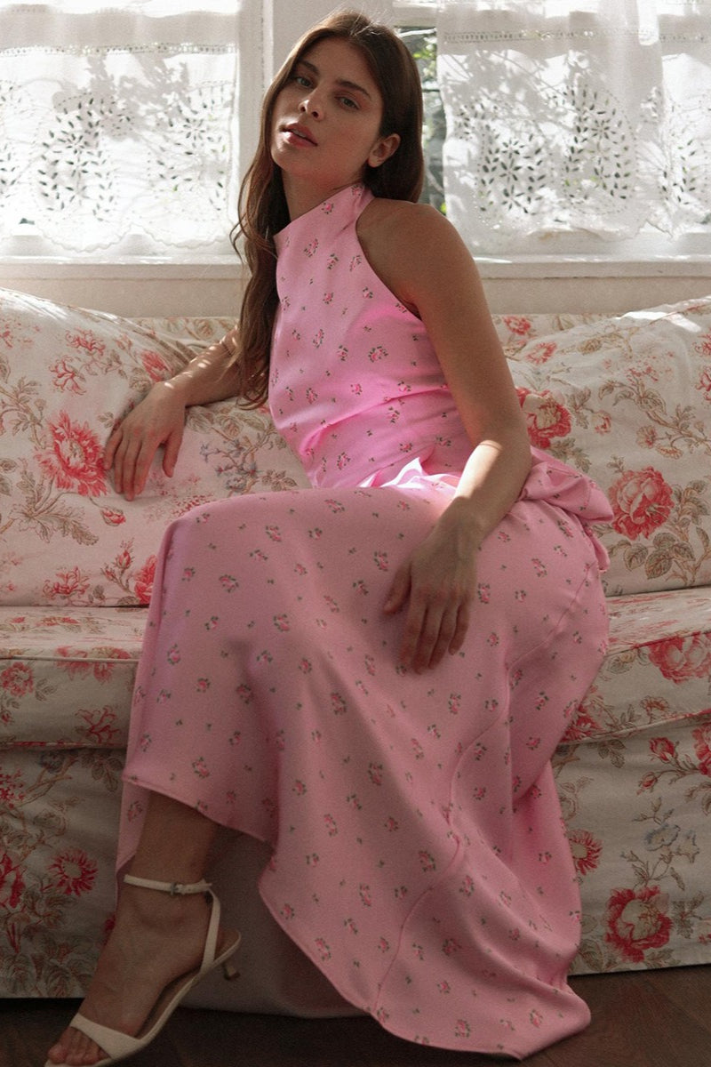 Satin Print Tank Ruffle Hem Skirt Set