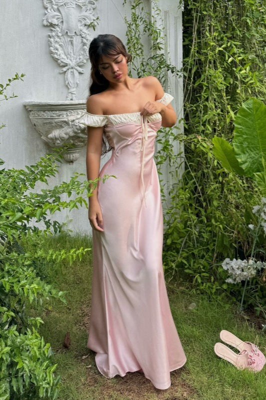 Satin Strapless Tie Slim Romantic Mini Dress