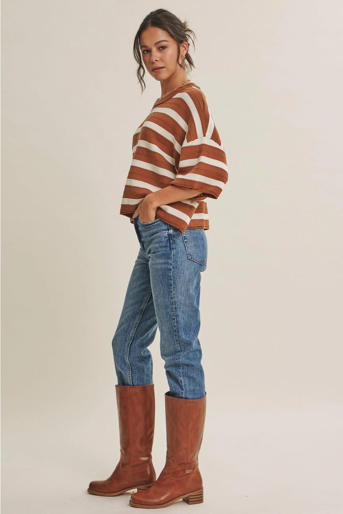See It Through Striped Sweater Skirt Set