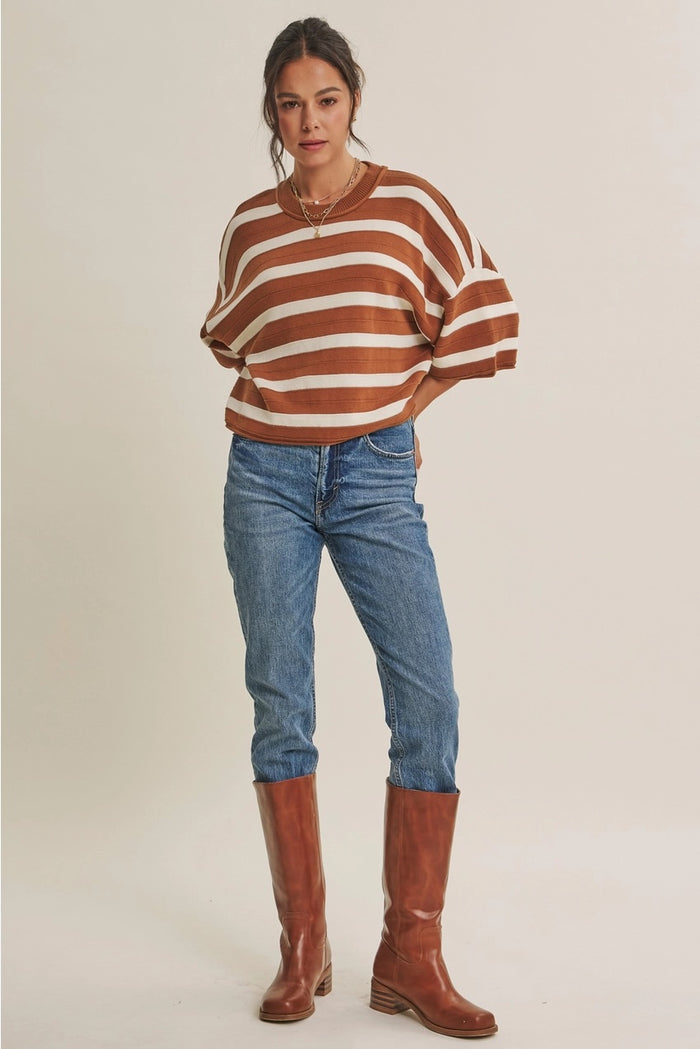 See It Through Striped Sweater Skirt Set
