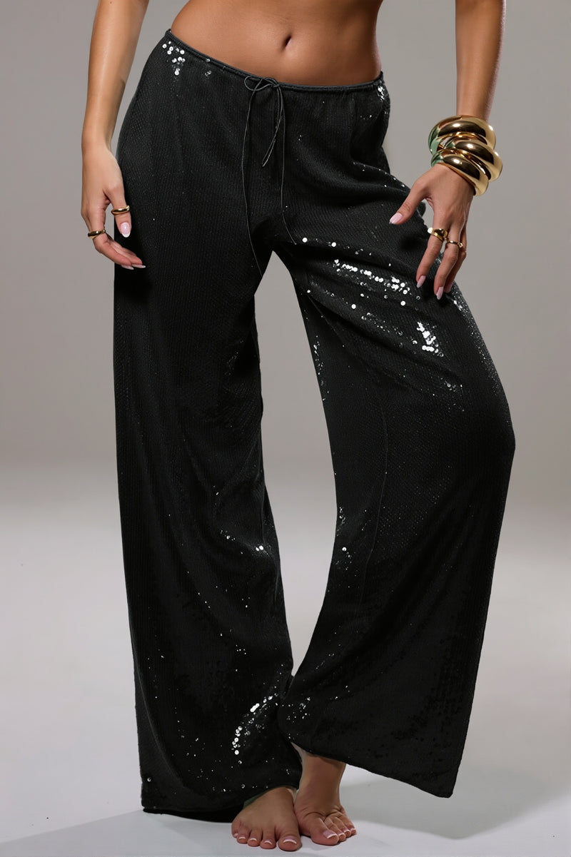 Sequined Wide Leg Casual Pants