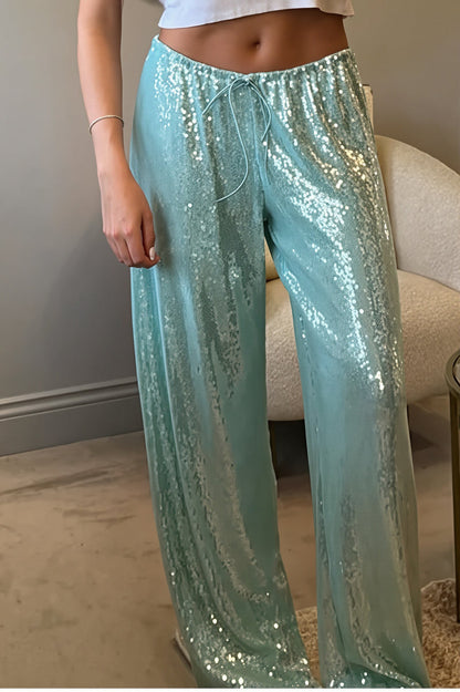Sequined Wide Leg Casual Pants