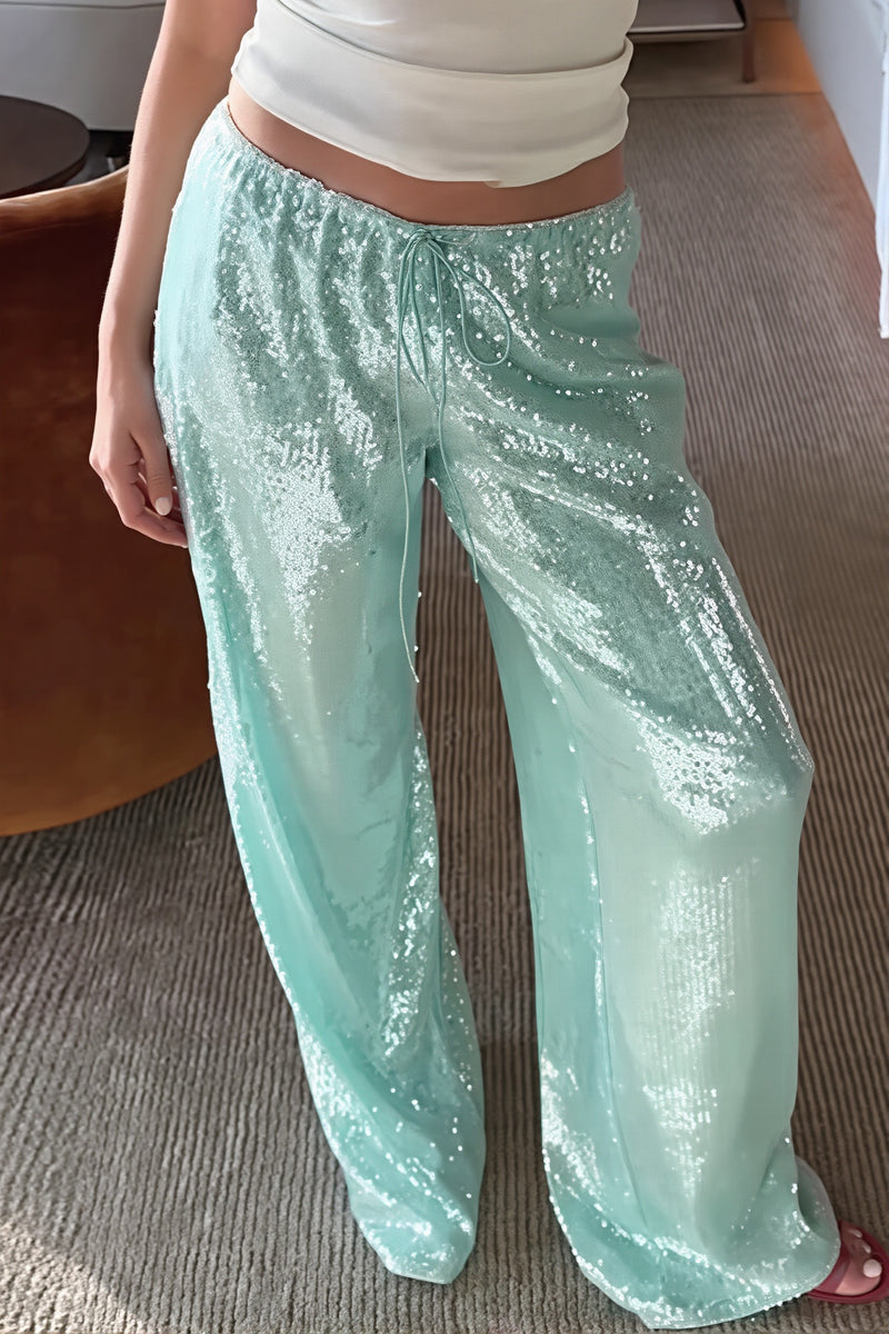 Sequined Wide Leg Casual Pants