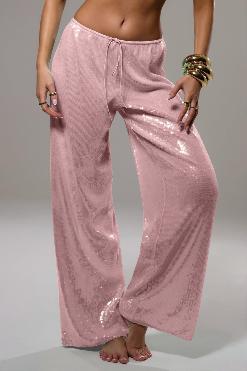 Sequined Wide Leg Casual Pants