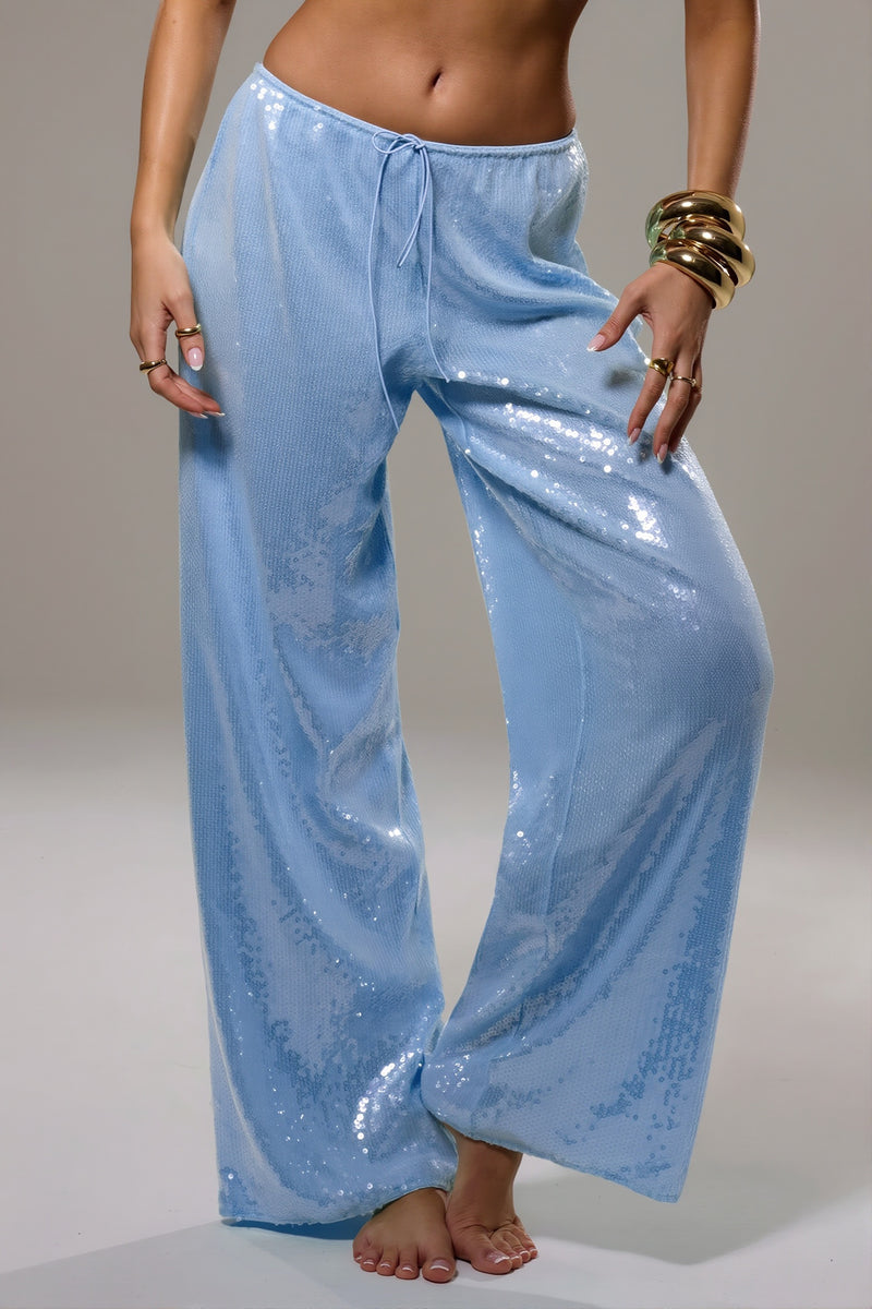 Sequined Wide Leg Casual Pants