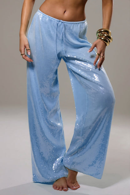 Sequined Wide Leg Casual Pants