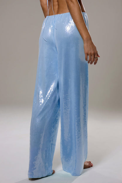 Sequined Wide Leg Casual Pants