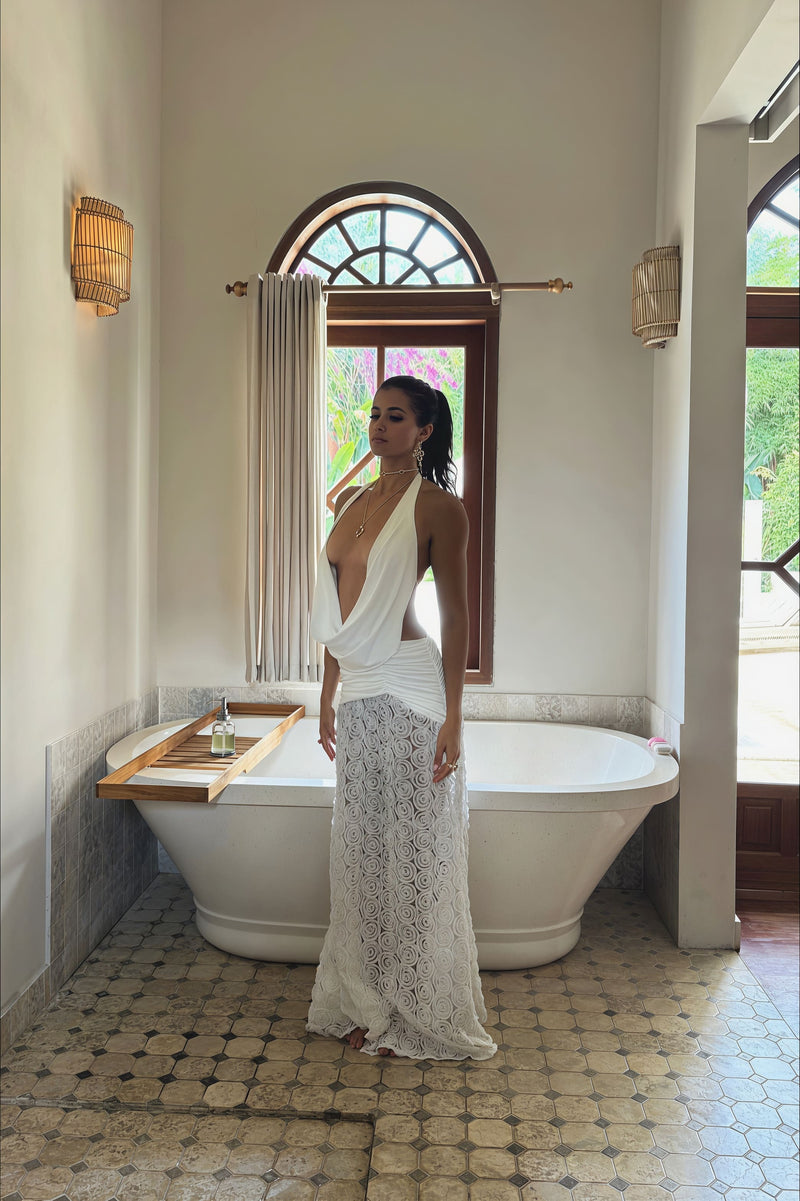 Sexy 3D Floral Spaghetti Strap Open Back Maxi Vacation Dress