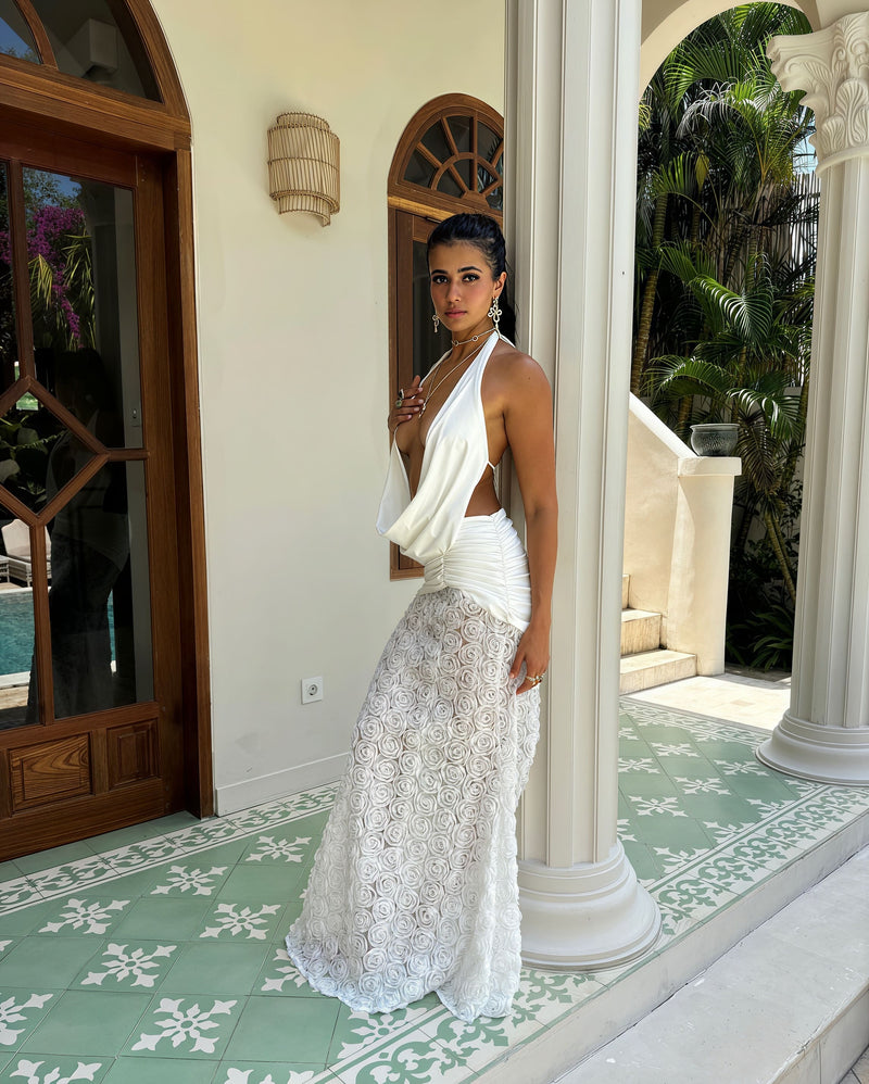 Sexy 3D Floral Spaghetti Strap Open Back Maxi Vacation Dress