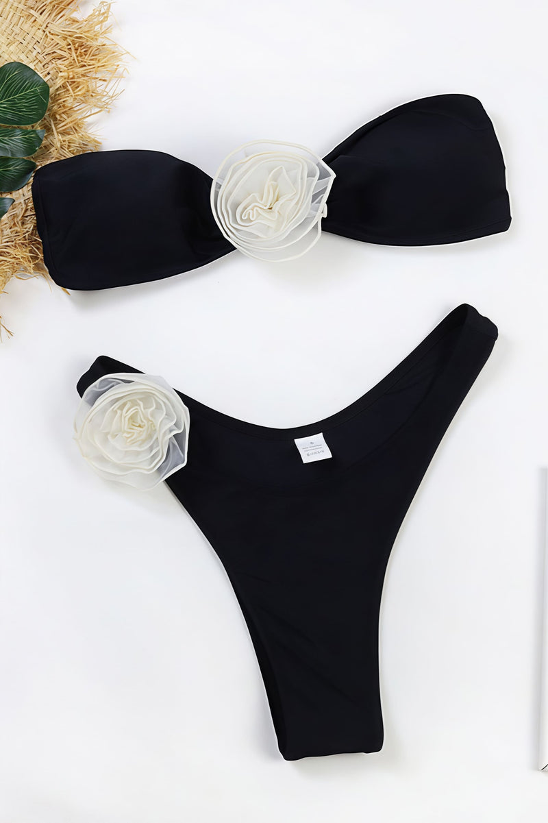 Sexy 3D Flower Push Up High Waist Bikini Sets