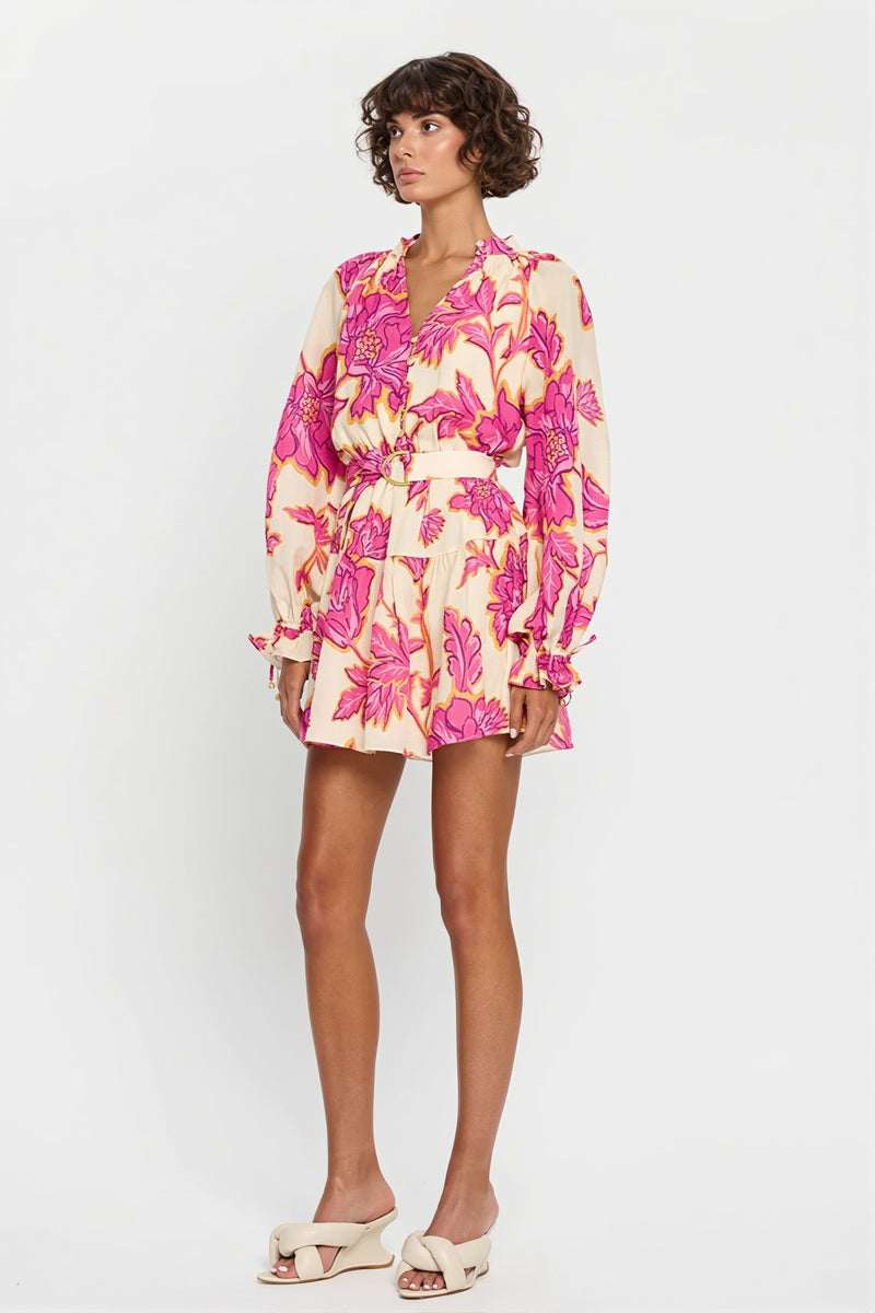 Sexy All Over Print Long Sleeve Slim Mini Dress