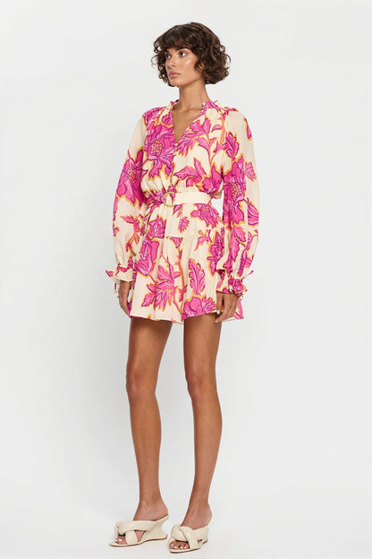 Sexy All Over Print Long Sleeve Slim Mini Dress