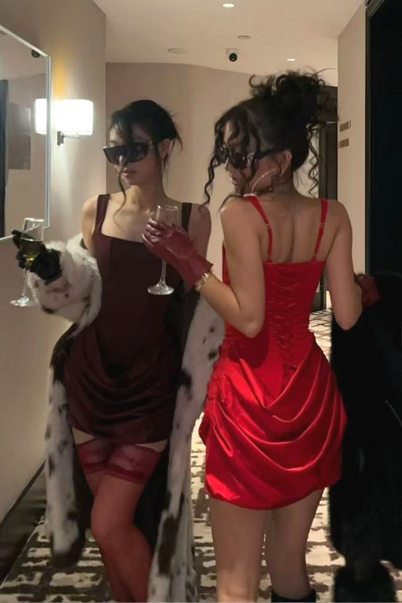 Sexy Boned Tie Cami Party Dress
