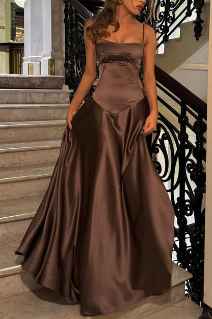 Sexy Cami Slim Fit Back Tie Long Prom Dress