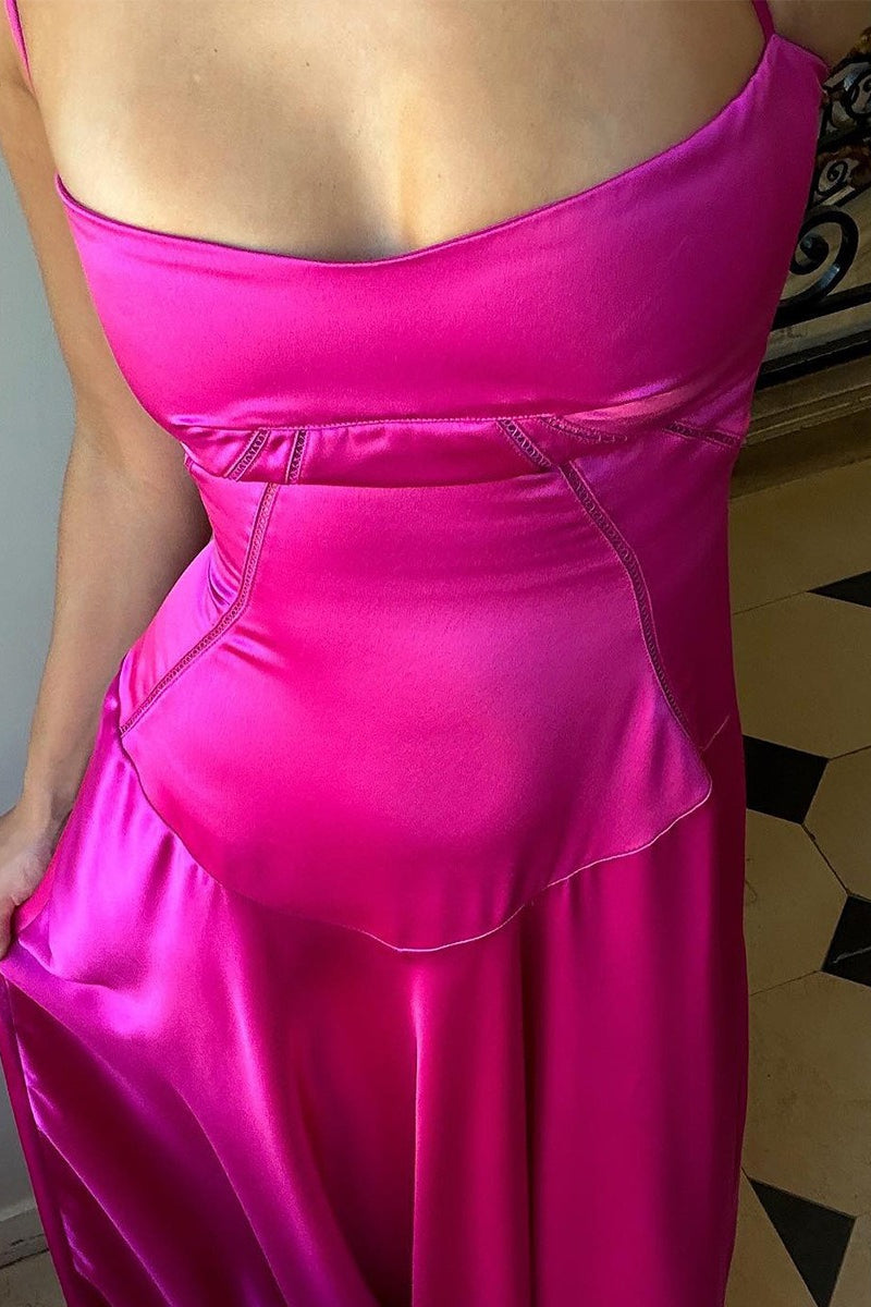 Sexy Cami Slim Fit Back Tie Long Prom Dress
