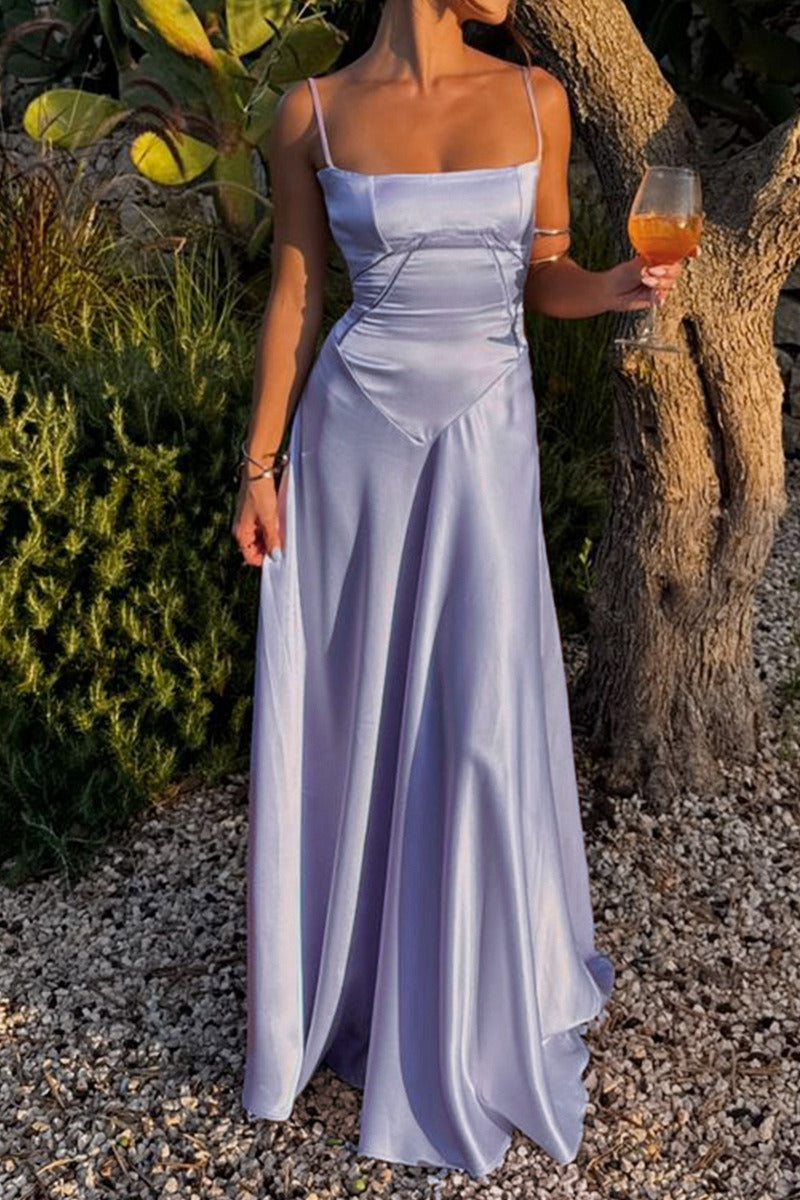 Sexy Cami Slim Fit Back Tie Long Prom Dress