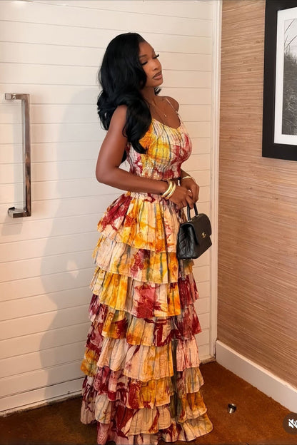 Sexy Cami Tiered Ruffle Two Piece Skirt Sets