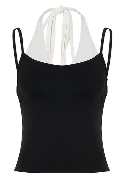 Sexy Casual Fake Two Piece Halter Top