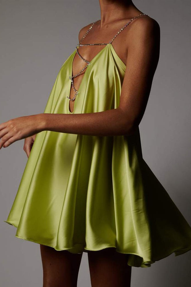 Sexy Chain Deep V Backless Party Dress