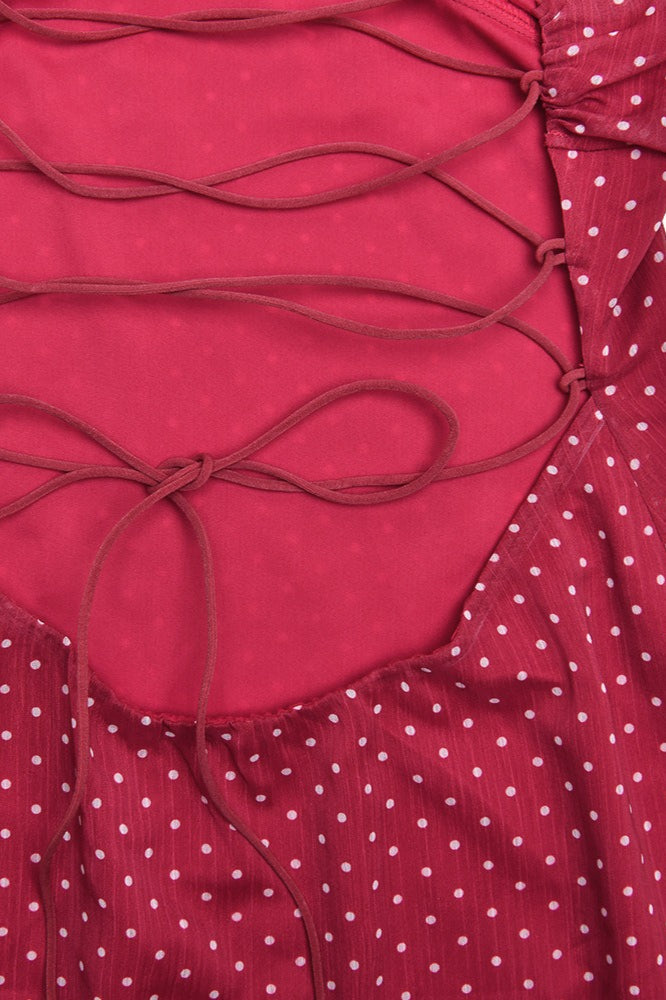 Sexy Chiffon Polka Dot Backless Tie Mini Dress