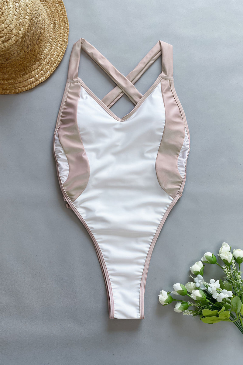 Sexy Color Block Chic Cut Out One Piece Swimwear