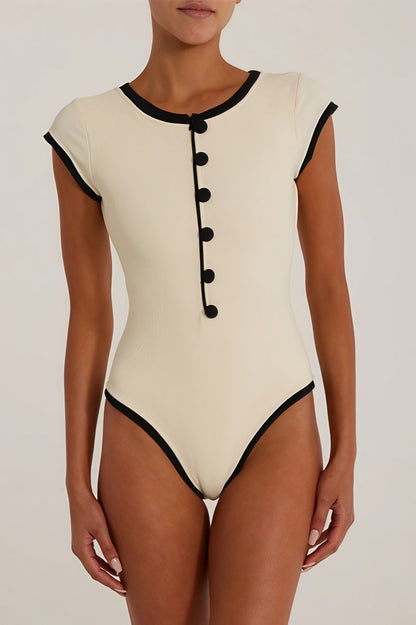 Sexy Color Block Cut Out One Piece Swimwear