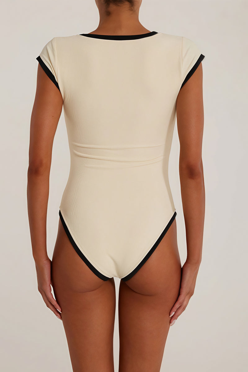 Sexy Color Block Cut Out One Piece Swimwear
