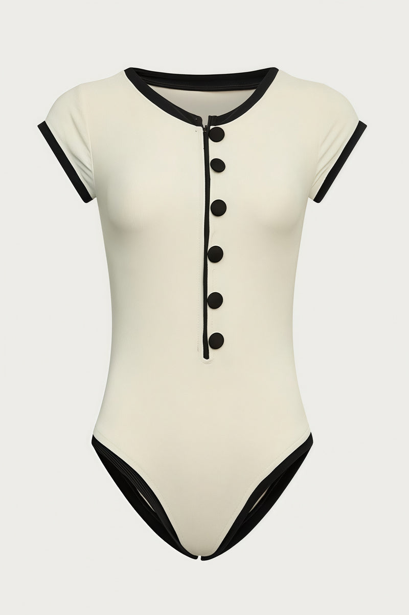 Sexy Color Block Cut Out One Piece Swimwear