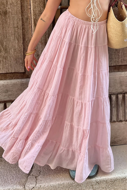 Sexy Color Block Tiered Ruffle Flowy Skirt