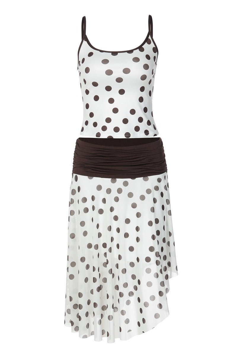 Sexy Dot Print Color Block Cami Skirt Sets