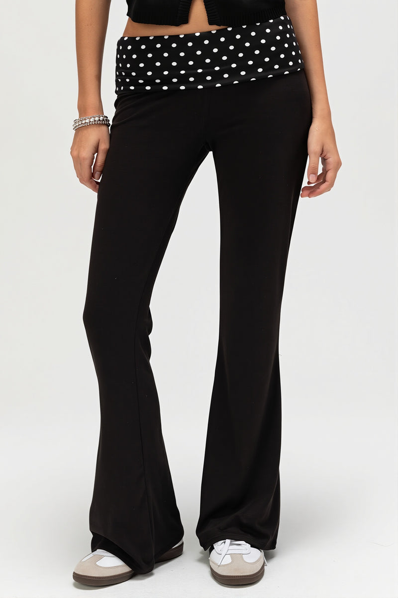 Sexy Dot Print Fold Down Low Waist Pants