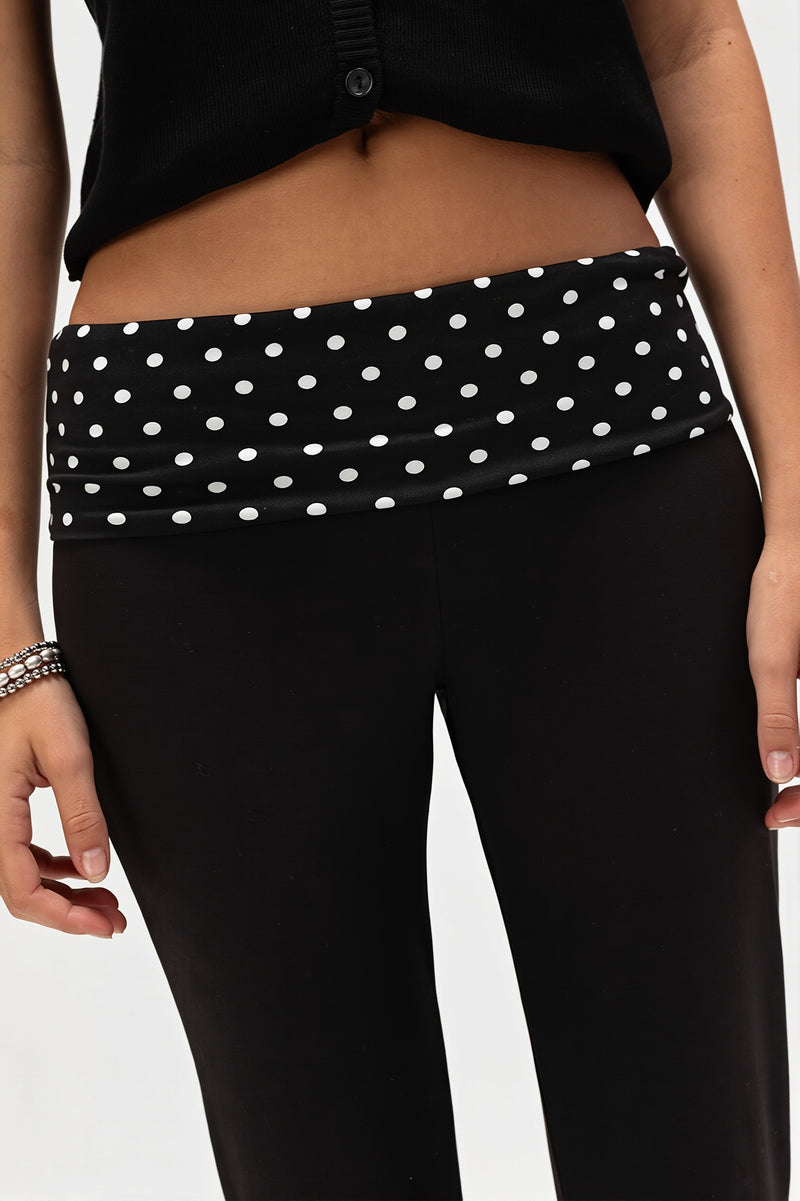 Sexy Dot Print Fold Down Low Waist Pants
