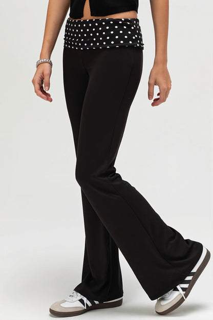 Sexy Dot Print Fold Down Low Waist Pants