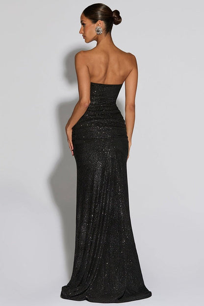 Sexy Elegant Tube Off Shoulder Silver Prom Dress
