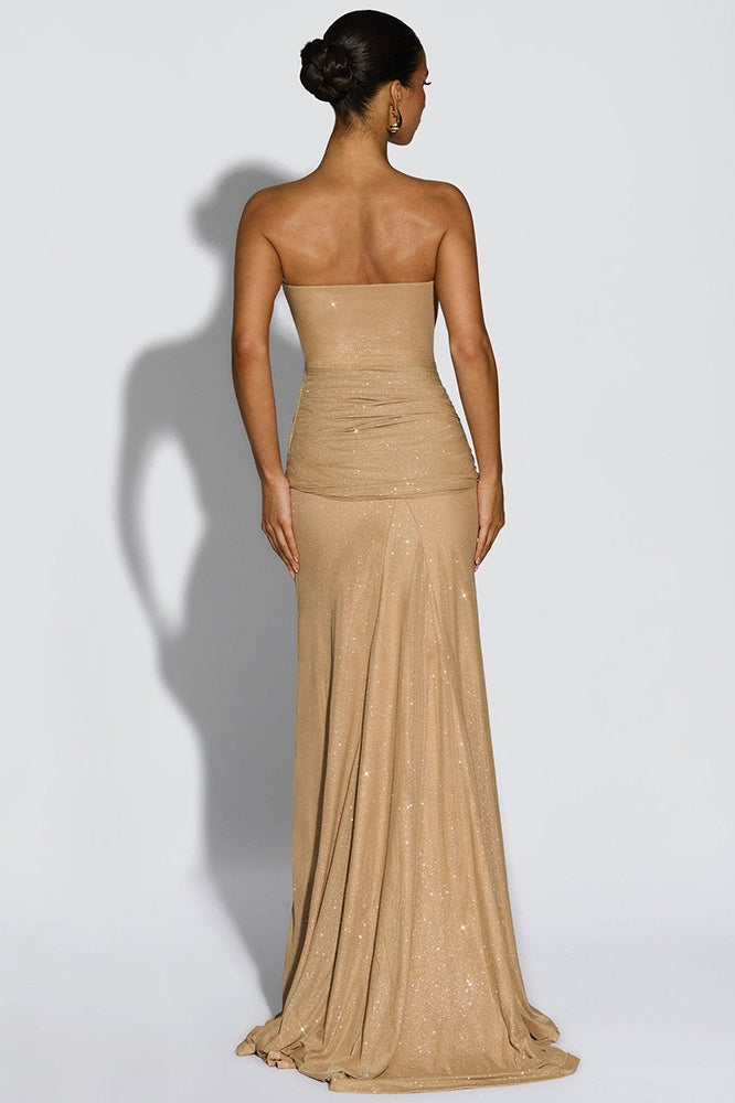 Sexy Elegant Tube Off Shoulder Silver Prom Dress