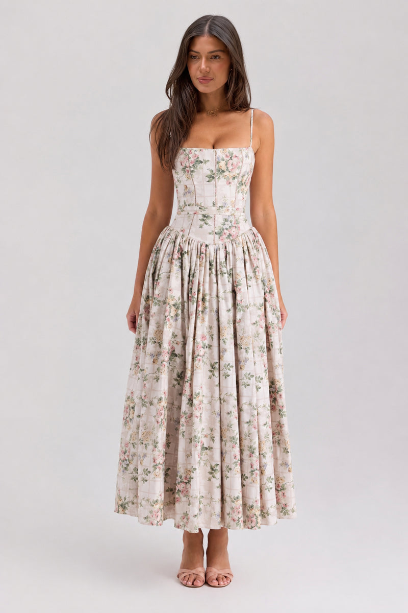 Sexy Floral Cami Bodycon Maxi Dress
