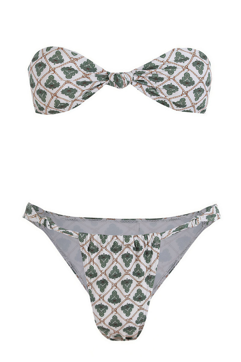 Sexy Floral Strapless Bikini Low Rise Tie Side Bikini Sets