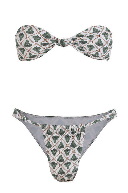 Sexy Floral Strapless Bikini Low Rise Tie Side Bikini Sets