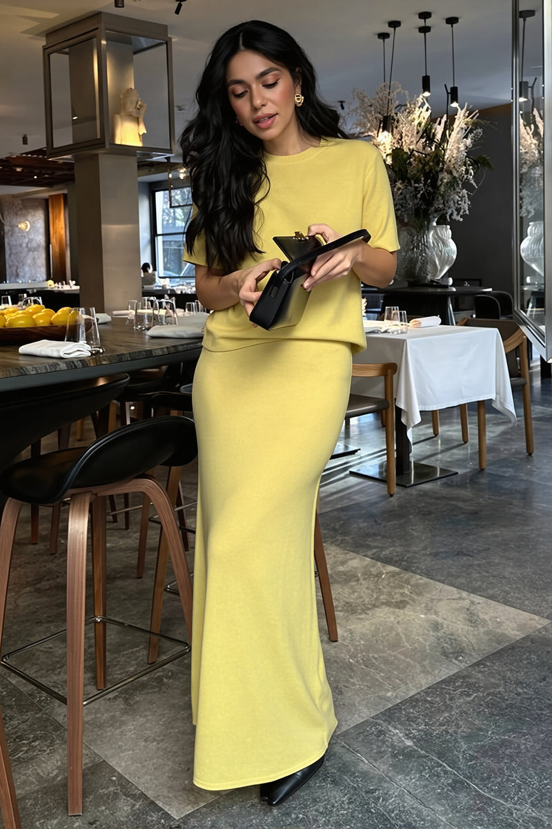 Sexy Knit Short Sleeve Pencil Skirt Sets