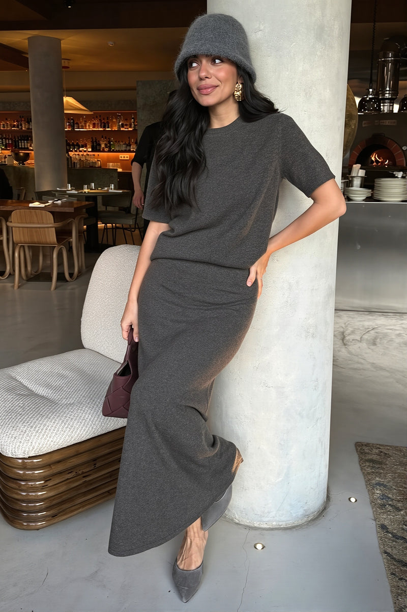 Sexy Knit Short Sleeve Pencil Skirt Sets