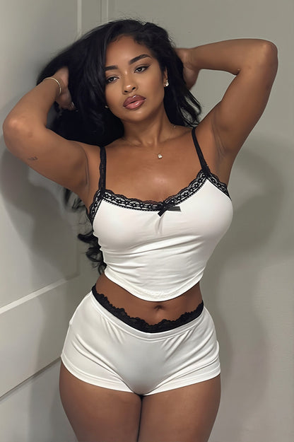 Sexy Lace Cami Low Waist Shorts Skirt Sets