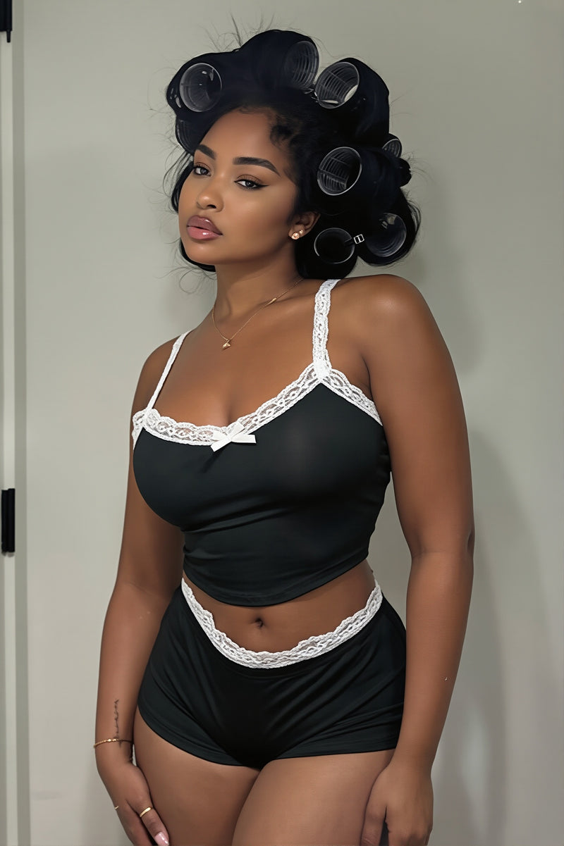 Sexy Lace Cami Low Waist Shorts Skirt Sets