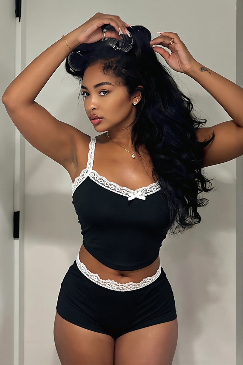 Sexy Lace Cami Low Waist Shorts Skirt Sets