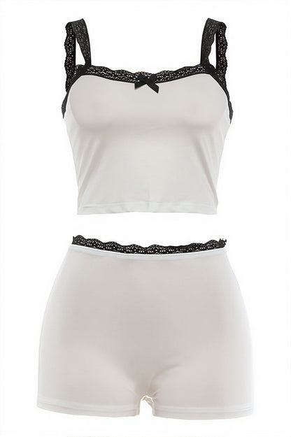 Sexy Lace Cami Low Waist Shorts Skirt Sets