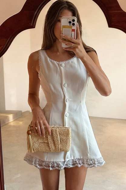 Sexy Lace Edge Cami Fit And Flare Mini Dress