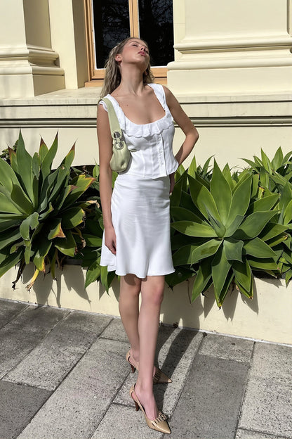 Sexy Lace Edge Wide Strap Crop Top Low Rise Fish Tail Skirt Sets