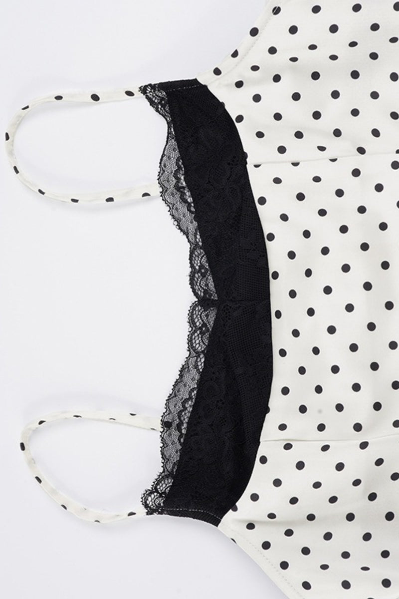 Sexy Lace Polka Dot Patchwork Slim Cami Top