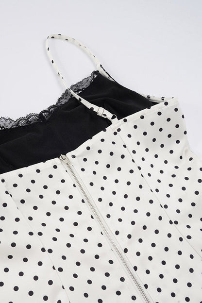Sexy Lace Polka Dot Patchwork Slim Cami Top